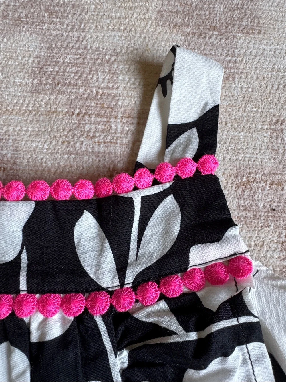 The Children's Place Black and White Floral Sundress with Pink Accents 9-12M